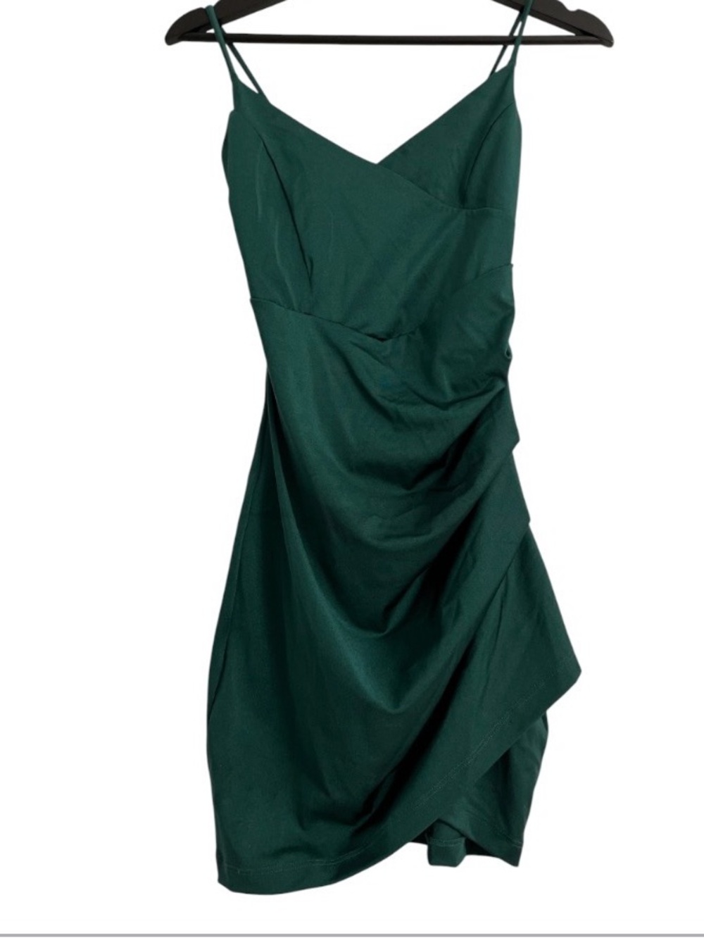 Windsor Deep Emerald Green Spaghetti Strap pull over Mini Dress V-neck size S